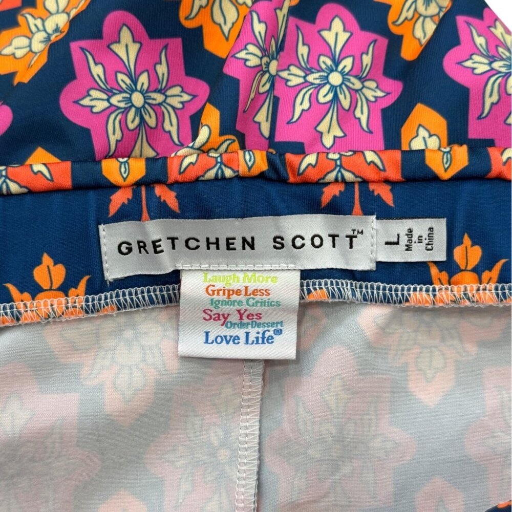 Gretchen Scott Haveli Pencil Skirt Orange Pink Blue Geometric Stretch Size L - Picture 3 of 6